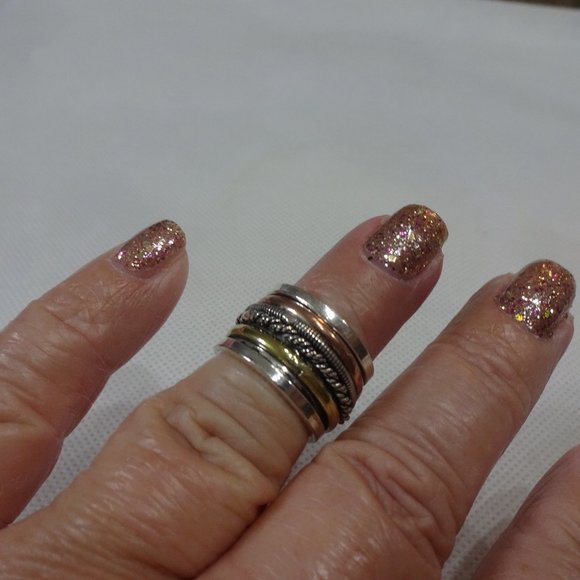 Whimsical "SPINNER RING" in SILVER, GOLD & COPPER Handmade Size 6.5 #552A - Picture 1 of 3